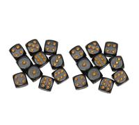Naroote 20 Dados Negros, Dados de Plástico de 6 Caras, de Puntos Dorados para Juegos de Mesa, Ideales para Juegos de, Enseñanza de Matemáticas, Educativos y (Ángulo Redondeado)