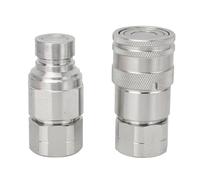 Naroote Acoplamientos Hidráulicos, 2 Piezas de Accesorios de Conexión Rápida de Cara Plana Recubierta de Zinc de Acero Al Carbono, Tapas Antipolvo y Acoplamientos de Manguito de Bloqueo con
