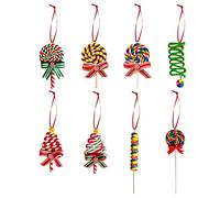 Naroote Adorno Colgante de Dulces de Navidad de 10cm, Colgante Decorativo de Arcilla Suave, 8 Uds., Adornos de Dulces Falsos para Decoración de árbol de Navidad (#2)