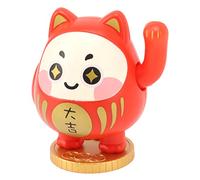 Naroote Adorno Decorativo de Gato de la Suerte con Ondas Solares, Figura de Gato de la Fortuna para Regalo de Cafetería en Casa, 9cm (Rojo)