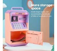 Naroote Alcancía Eléctrica Portátil Contenedor de Monedas Reconocimiento Facial Simulado Mensaje de Voz para Niños Bank Opciones de Idioma Inglés/Chino (Pink)