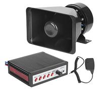 Naroote Altavoz de Sirena Ruidoso de 5 Tonos para Advertencia de Seguridad del Coche, Bocina de Sirena Potente de 100W, Alarma Electrónica Negra Compacta, Fácil Instalación