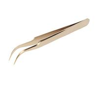 Naroote Aplicación de Pinzas de Extensión de Pestañas Postizas Profesionales de Acero Inoxidable para Uñas Pearl Golden para Pestañas y Manicuristas Profesionales (Pinzas curvas)