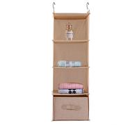 Naroote Armario para Colgar, Almacenamiento de Ropa con Cajón y 2 Perchas Giratorias, Estantes Abiertos para Camisas Dobladas, Pantalones, Suéteres, Calcetines, Ropa Interior, de bebé (Beige Cuatro