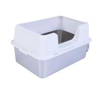 Naroote Bandeja de para Gatos en Acero Inoxidable, 20 L, Bloqueo de Olores, Bandeja de sin Ventas con una Valla Alta para Gatos de Interior (White)