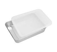 Naroote Bandeja para Hornear de Acero Inoxidable, Bandeja para Hornear de Acero Inoxidable para con Cubierta y Espejo Pulido para Acampar en la Cocina Casera (Tamaño pequeño (21x17cm / 8.3x6.7in))