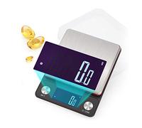 Naroote Báscula de Cocina de Alta Precisión, Báscula Electrónica Recargable por USB para Alimentos que Pesan 5kg, 0,1g, Acero Inoxidable, 19x14,2cm