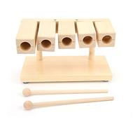 Naroote Bloque de Percusión de Madera de Arce, Bloques de Ritmo de 5 Tonos para Lecciones de Música para Niños, Templo y Yoga