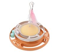 Naroote Bola de Seguimiento de Rodillos para Gatos, Diseño de Pista de Circuito Cerrado Multifuncional de Juguete Giratorio para Gatos (Gris Anaranjado Claro)