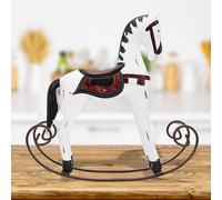 Naroote Caballo Balancín de Madera Hecho a Mano, Juguete, para Niños y Decoración, Troncos Nórdicos Tallados (White)