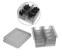 Naroote Caja de Almacenamiento de Peine Límite, Organizador de Pinza de Posicionamiento para Cortapelos, Material de Salón de Peluquería, Color Plástico, Gris Transparente (Gris Transparente)