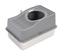 Naroote Caja de Partícula Silícea, Caja de Partícula Silícea Extra Grande para Gatos con Semicerrado, Acero Inoxidable, Antisalpicaduras, Lados Altos, Aspecto Elegante