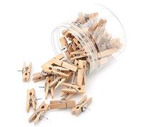 Naroote Clips de Madera de 50 Piezas, Clips de Madera Decoración de Artesanía Pegs 50pcs 35 * 7 Mm Personalidad de Cruda Clavijas de Decoración de Artesanía para de Foto