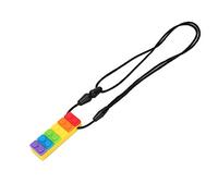 Naroote Collar con Colgante para Masticar, Mordedor de Silicona de Alta Resistencia a la Tracción, Azul para Niños con Necesidades de Búsqueda Sensorial (Mordedor de bloques de construcción arcoíris