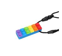 Naroote Collar con Colgante para Masticar, Mordedor de Silicona de Alta Resistencia a la Tracción, Azul para Niños con Necesidades de Búsqueda Sensorial (Mordedor de bloques de construcción arcoíris
