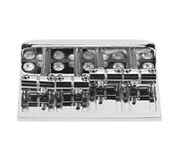 Naroote Conjunto de Puente para bajo de 4 Cuerdas Soporte Lateral Ajustable para Mayor Espacio entre Cuerdas Reemplazo de Montura de Puente para bajo para Bajistas Eléctricos Metal Plateado