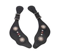 Naroote Correas para Espuelas, Correas para Espuelas de Cuero PU, Decoradas Vintage con Hebilla de Metal Ajustable, Ideales para Jinetes y Botas de Montar (Black)
