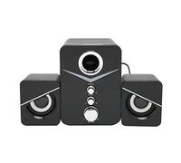 Naroote D-221 Altavoz Bluetooth para Computadora, Graves Profundos, Sonido Potente para el Hogar, Oficina, Mini Canal 2.1 con Luz Azul Hielo (Black)