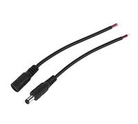 Naroote Enchufe de Alimentación de CC de 5,5 X 2,1 Mm, Conector de Alimentación Macho Hembra con Cable para Tira de LED, Cámara CCTV, Productos Digitales, Pequeños Electrodomésticos (BLACK)