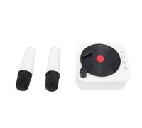 Naroote Equipo de Karaoke, Altavoz Bluetooth Portátil con 2 Micrófonos Inalámbricos, 4 Efectos de Sonido Mágicos, Diseño Retro de Tocadiscos, Equipo de Karaoke para Fiestas en Casa (White)