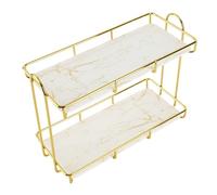 Naroote Estante de Almacenamiento para Baño, Estante de Maquillaje Resistente de 2 Niveles, Dorado y Blanco, para un Acceso Fácil y Limpio a los Productos del Hogar, Hierro PP Color: Dorado Blanco (S)