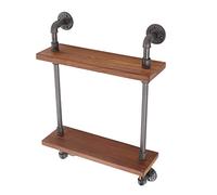 Naroote Estante Montado en la Pared, Estantería Retro Vintage para el Hogar, Bar, Estantes Flotantes de Tubo de Hierro Forjado de Madera Maciza para Baño, Cocina, Sala de Estar (2 Niveles)