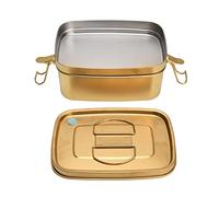 Naroote Fiambrera de Acero Inoxidable 304 de 1,5 L, Elegante Contenedor de Doble Capa para Comidas para Llevar, Color Dorado