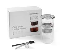 Naroote Fría de 300 Ml, de Vidrio de Borosilicato, Extractor de café Helado con Cuchara de Cepillo, Ideal para Extracción de té y café, Viajes en Casa o Oficina