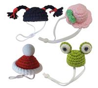 Naroote Gorros de Punto para Hámster, Minijuego de Ganchillo Tejido a Mano de 4 para Mascota, Ratón, Serpiente, Erizo (Narootexy3e5d9b0t-230729HL04-2)
