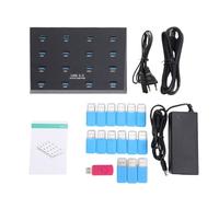 Naroote Hub USB 3.0 de 16 Puertos, Transferencia de Datos de 5 Gbps Hub USB Multipuerto de Grado Industrial para Lector de Tarjetas de Unidad Flash Tarjeta de Memoria, con Protección (Enchufe de la