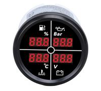 Naroote IP67 Voltímetro de Nivel de de Aceite Impermeable IP67 Water Water 4 en 1 Voltímetro de Nivel de de Aceite Multifuncional en Vidrio Anti -fog que Es Fácil de Leer 52 Mm para (#3)