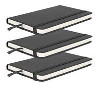 Naroote Juego de 3 Cuadernos con Correa de Tapa Dura y Piel Sintética de para Uso en Oficina y Escuela, 5,5" X 3," (BLACK)