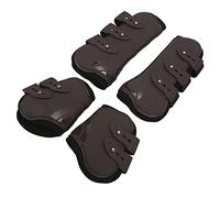 Naroote Juego de 4 Botas de Pata de Caballo, Protectores de Tendón de Neopreno Duraderos para Saltar y Competir, Equipo de Protección de Piernas de (Conjunto de Delante y detrás Marrones. XL)