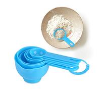 Naroote Juego de 7 Tazas y Cucharas Medidoras de Plástico, Hechas de Material PP con Taza Medidora de 500 Ml y 6 Cucharas 2 5 Ml 5 7 15 60 80, para Cocinar en la Cocina