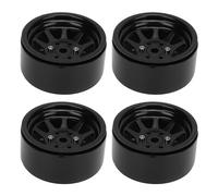 Naroote Juego de Cubos de Rueda RC, 4 Piezas, Acero de Aleación de Zinc, Duradero, 1,9 Pulgadas, para Coches sobre Orugas Axial SCX10 II III (Black)