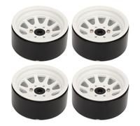 Naroote Juego de Cubos de Rueda RC, 4 Piezas, Acero de Aleación de Zinc, Duradero, 1,9 Pulgadas, para Coches sobre Orugas Axial SCX10 II III (White)