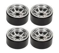 Naroote Juego de Cubos de Rueda RC, 4 Piezas, Acero de Aleación de Zinc, Duradero, 1,9 Pulgadas, para Coches sobre Orugas Axial SCX10 II III (Silver)