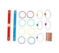 Naroote Juego de Lanzamiento de Anillos, Base de Madera Portátil con 5 Palos y 13 Anillos para Jugar en Interiores y Exteriores, Fiesta Familiar en el Patio Trasero para Acampar en la