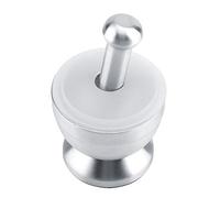 Naroote Juego de Mortero de Acero Inoxidable para Moler Ajos y Especias en la Cocina con Tapa de Silicona de 10 Cm