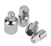 Naroote Juego de Reductores de Enchufe de Acero Al Cromo Vanadio Duradero, 4 Piezas para Varios Enchufes, Reductores Plateados, Negros de 1/2", 3/8", 1/4" (SILVER)