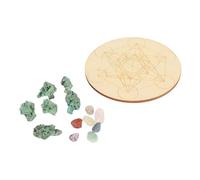 Naroote Juego de Tableros de Rejilla de Cristal Curativo, Rejillas de Energía Coloridas para Meditación y Sueño, Madera Compuesta con Piedras de Chakra, para Principiantes de Wicca (A06)