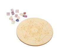 Naroote Juego de Tableros de Rejilla de Cristal Curativo, Rejillas de Energía Coloridas para Meditación y Sueño, Madera Compuesta con Piedras de Chakra, para Principiantes de Wicca (A05)