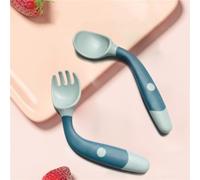 Naroote Juego de Tenedor y Cuchara para Utensilios de bebé, Agarre Cómodo para un Fácil Entrenamiento para Comer por sí Mismo para Niños Pequeños (GREEN)