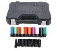 Naroote Juego de Vasos con Accionamiento de 1/2 Pulgada, Vasos para Tuercas de Cubo de Rueda de 6 Puntos de Acero Cr Mo con Funda Protectora a Prueba de Rayones de 360 grados, para