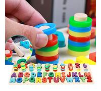 Naroote Juguete de Combinación de Números del Alfabeto, Juguete de Rompecabezas del Alfabeto No Tóxico, Colores Brillantes Duraderos e Inofensivos para Juegos Educativos para Niños