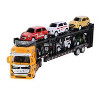 Naroote Juguete Modelo de Camión de Simulación de Transportador de Aleación con 6 Autos Pequeños para Colección y Juego, Ruedas de Goma para un Movimiento Suave Adecuado para Niños (Yellow)