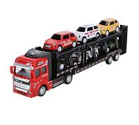 Naroote Juguete Modelo de Camión de Simulación de Transportador de Aleación con 6 Autos Pequeños para Colección y Juego, Ruedas de Goma para un Movimiento Suave Adecuado para Niños (Rojo)