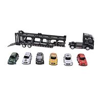 Naroote Juguete Modelo de Camión de Simulación de Transportador de Aleación con 6 Autos Pequeños para Colección y Juego, Ruedas de Goma para un Movimiento Suave Adecuado para Niños (Black)