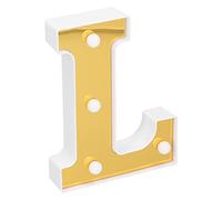 Naroote Lámpara Decorativa con Luz del Alfabeto, Letrero LED Blanco Cálido para Propuestas de Boda, Decoración Interior, Dorado, 16x12x3cm