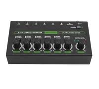 Naroote Línea de Mezcla Estéreo de 6 Canales, Buena Mezcladora de Sonido de Disipación Térmica con Caja de Hierro para Estudio (Enchufe de la UE)